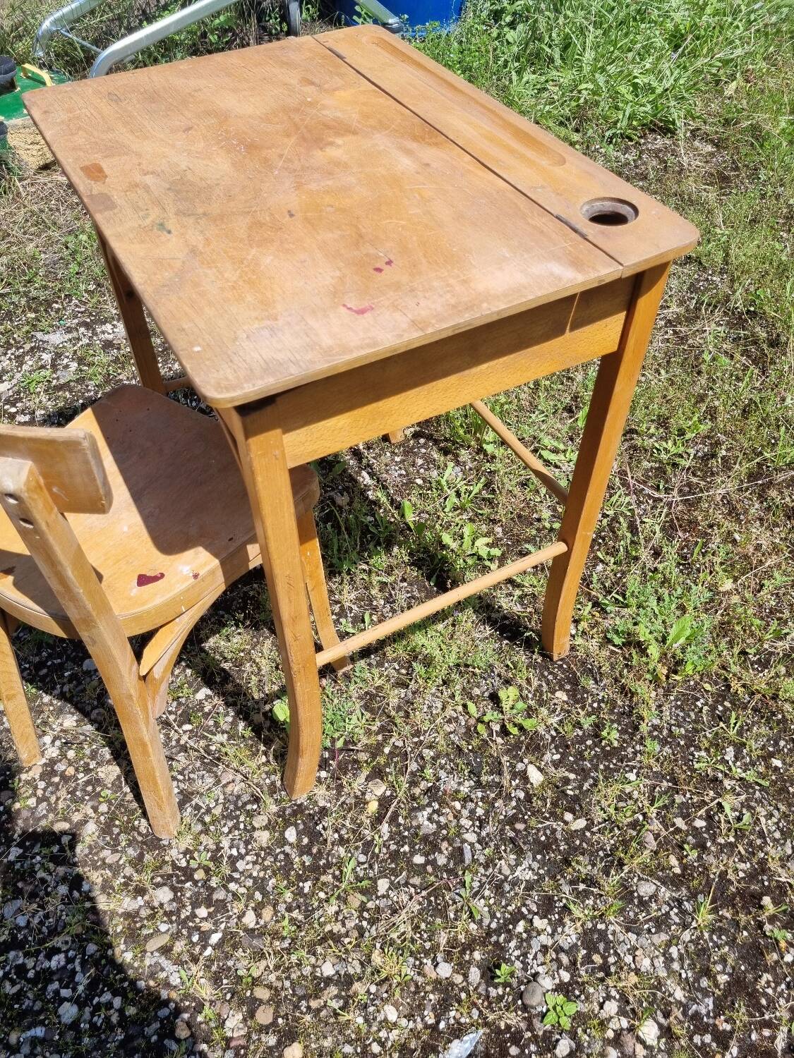Bureau pupitre + chaise baumann enfant vintage