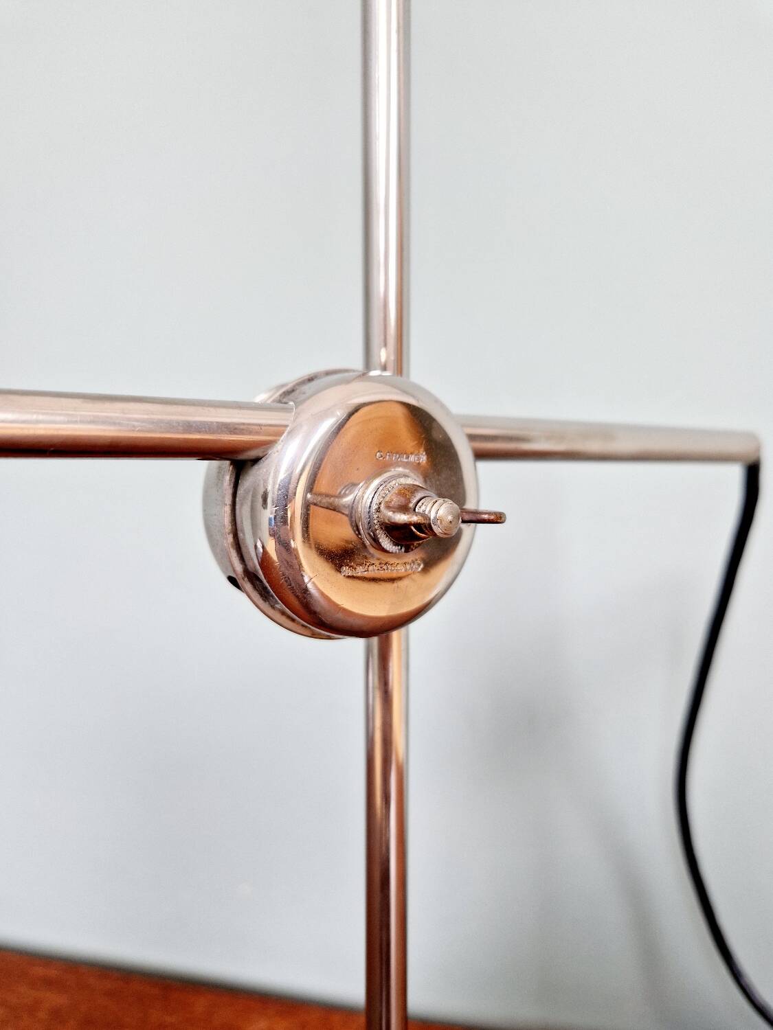 Lampe de travail en métal chromé et fonte, C.F Palmer & Co, London, 1920