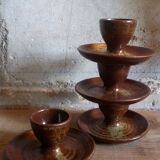 Four pyrite stoneware shells