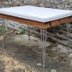 Set table chairs formica bicolor white and wood, feet eiffel, SIF, 70s, its 4 chairs