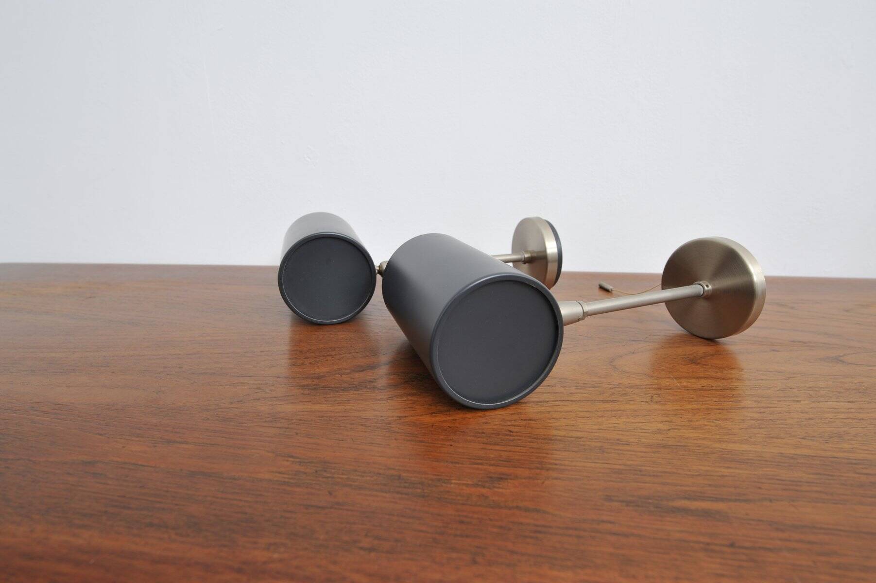Set of 2x Black wall lamps by Kaiser Idell / Kaiser Leuchten, 1960s