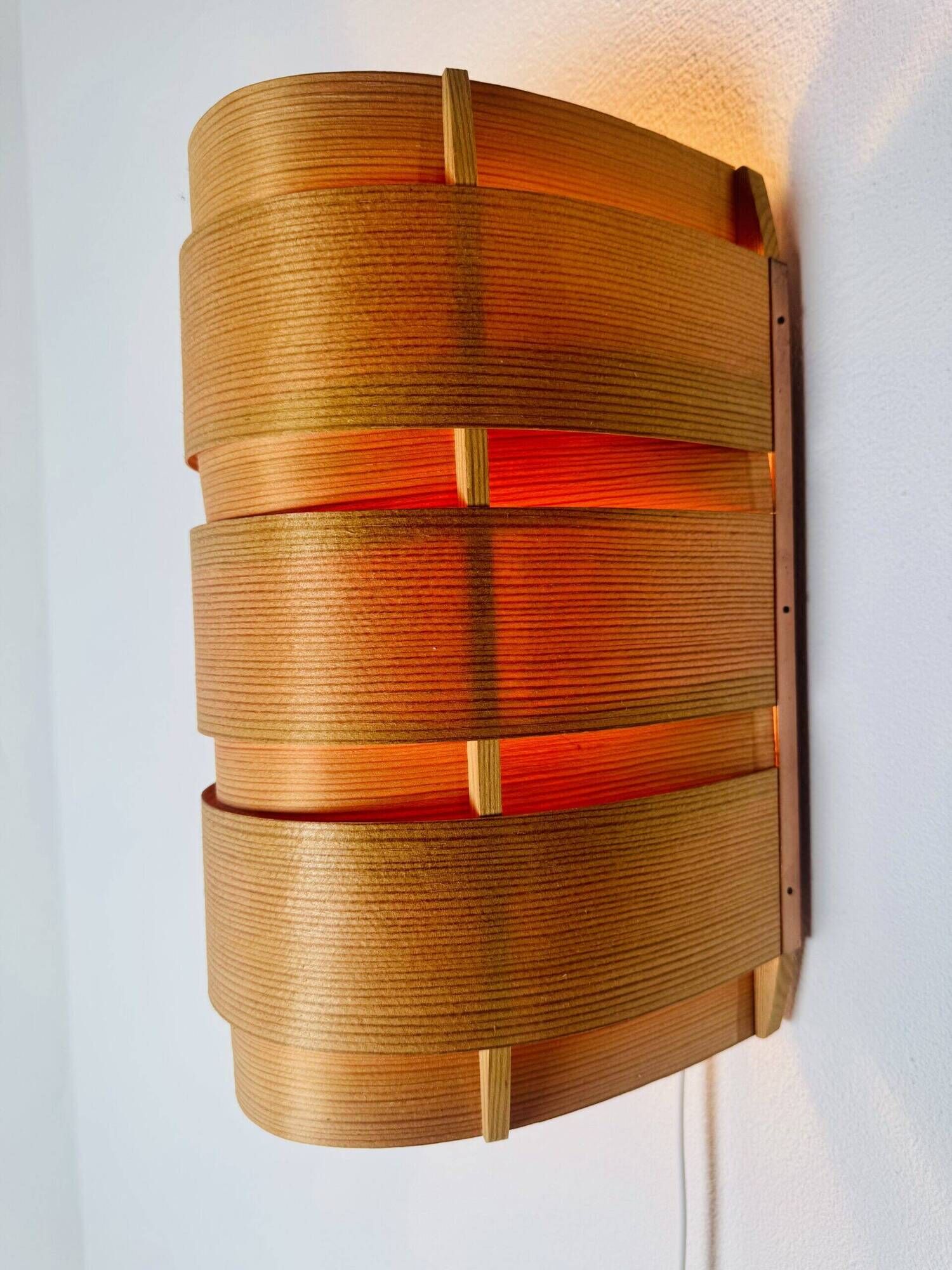 Model V155 Curved Pine Veneer Wall Lamps By Hans-Agne Jakobsson For Markaryd, Sweden 1960S