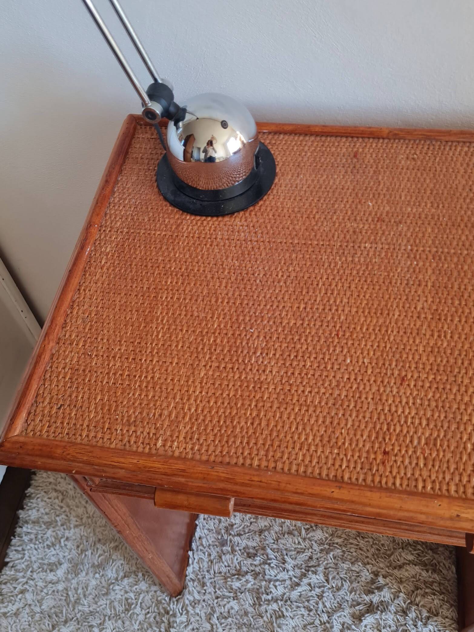 Vintage rattan desk from the 1970s.