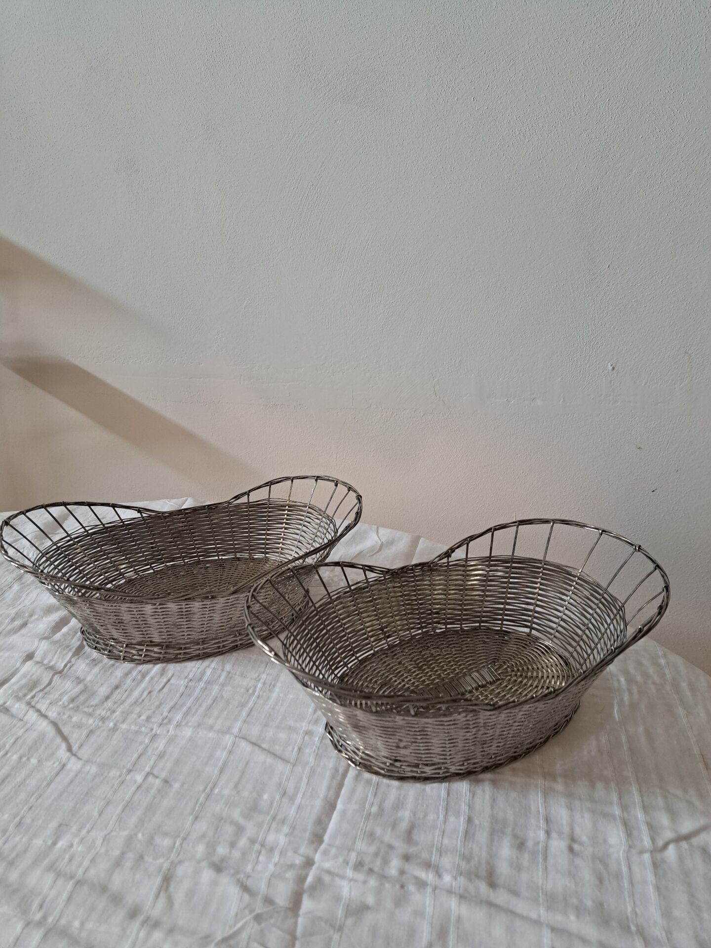 Two silver-plated baskets. Victorian style. Year 1960.