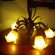Five Pendant Lights with Frosted White Glass, 1970s