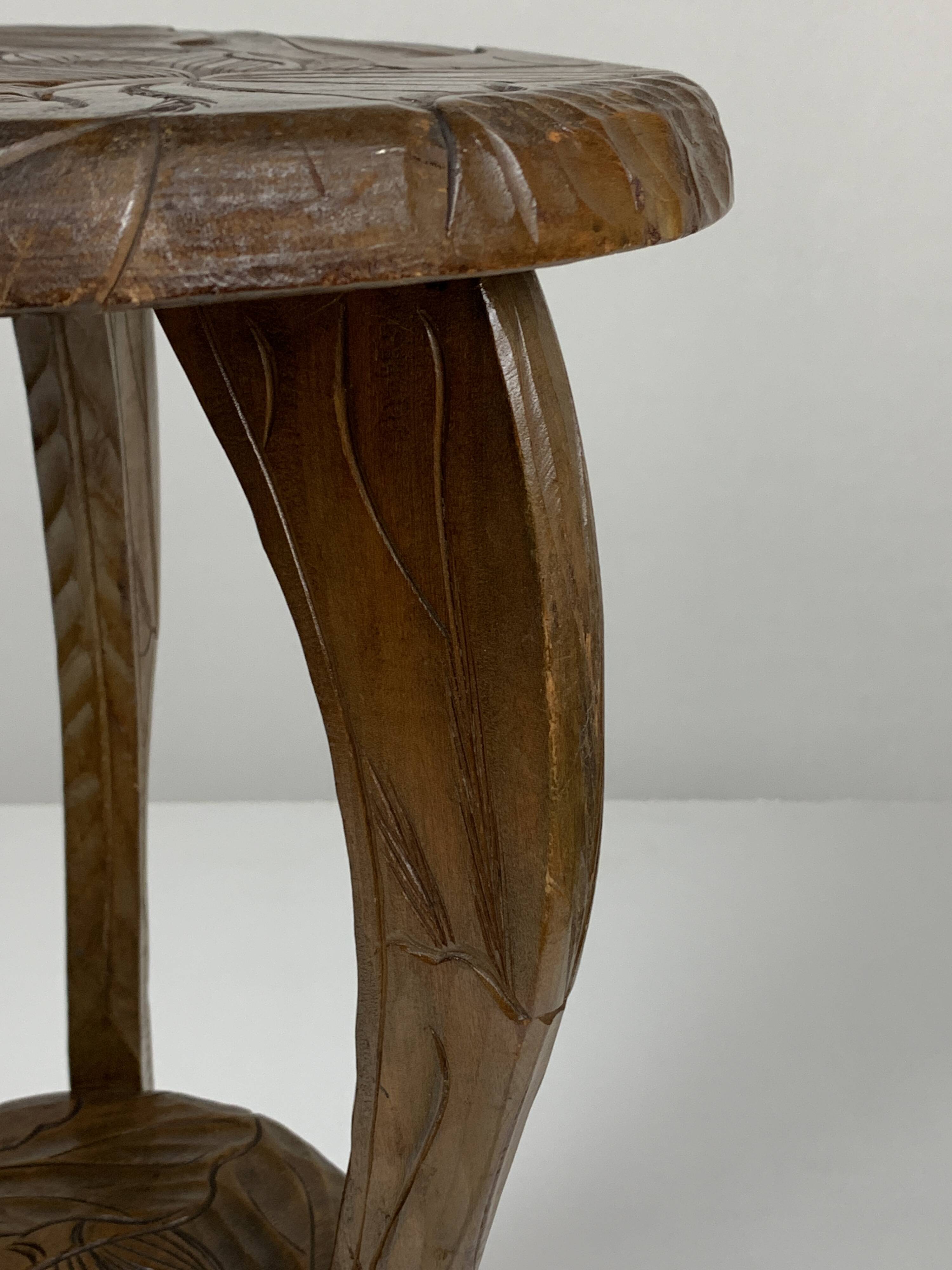 Arts & Crafts Japanese Hand Carved Side Table for Liberty London, 1905
