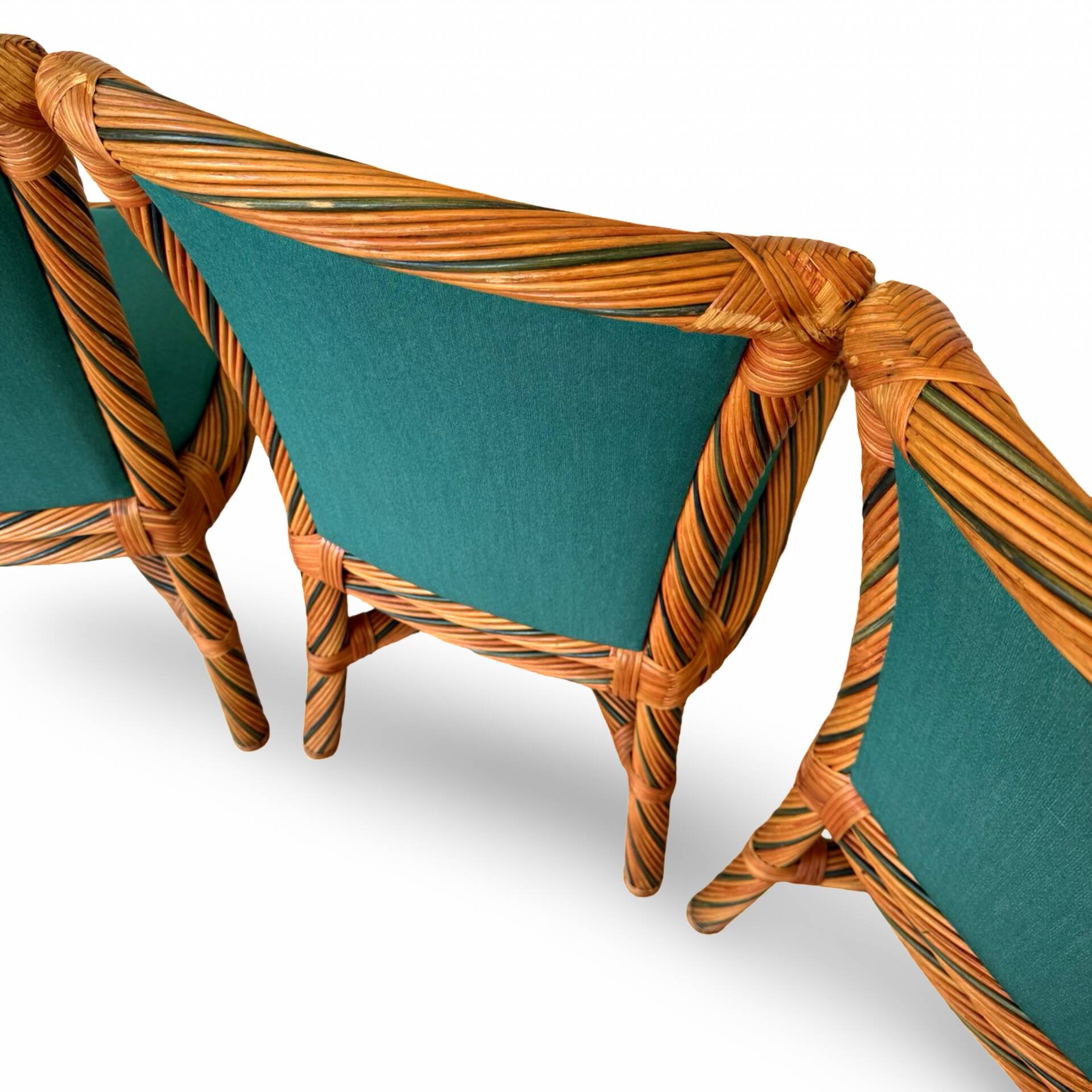 Set of six vintage bamboo and rattan dining chairs