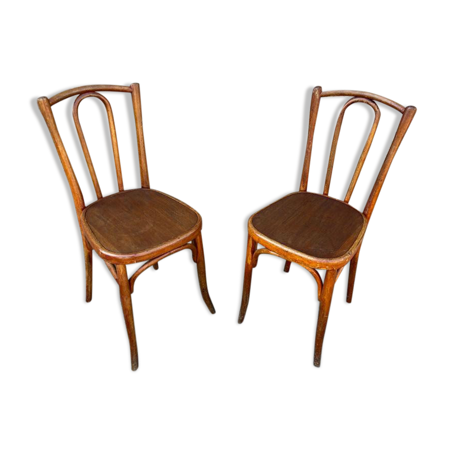 Pair of chairs bistro coffee wood curved