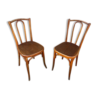 Pair of chairs bistro coffee wood curved