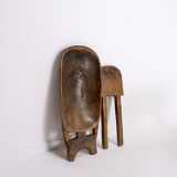 Senoufo African Folding Chair Fish Pattern on the Back Ivory Coast.