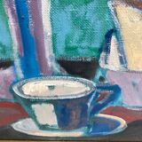 Oil painting on canvas signed dimensions: height -60cm- width -64 cm-
