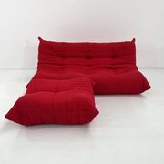 Togo 3-seater with red ottoman by Michel Ducaroy for Ligne Roset, 1970.