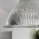 Lustre Suspension Holophane vintage des années 50/60 style industriel, verre strillé transparent