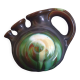 Vase with 3 flowers in the shape of a ceramic snail from Thulin (Belgium)