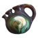 Vase with 3 flowers in the shape of a ceramic snail from Thulin (Belgium)