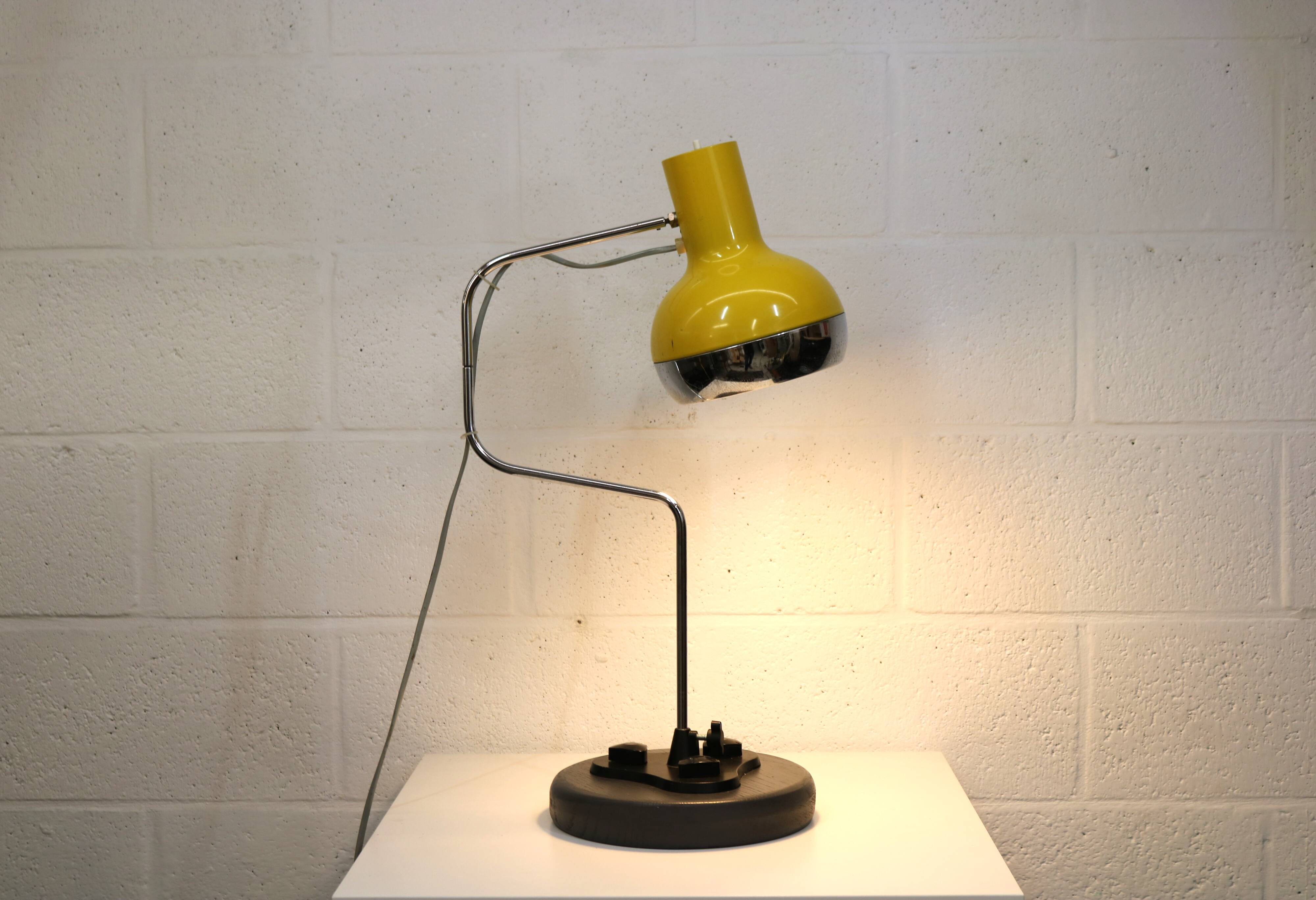 Vintage yellow table lamp by Josef Hůrka for Napako, Czechoslovakia 1970