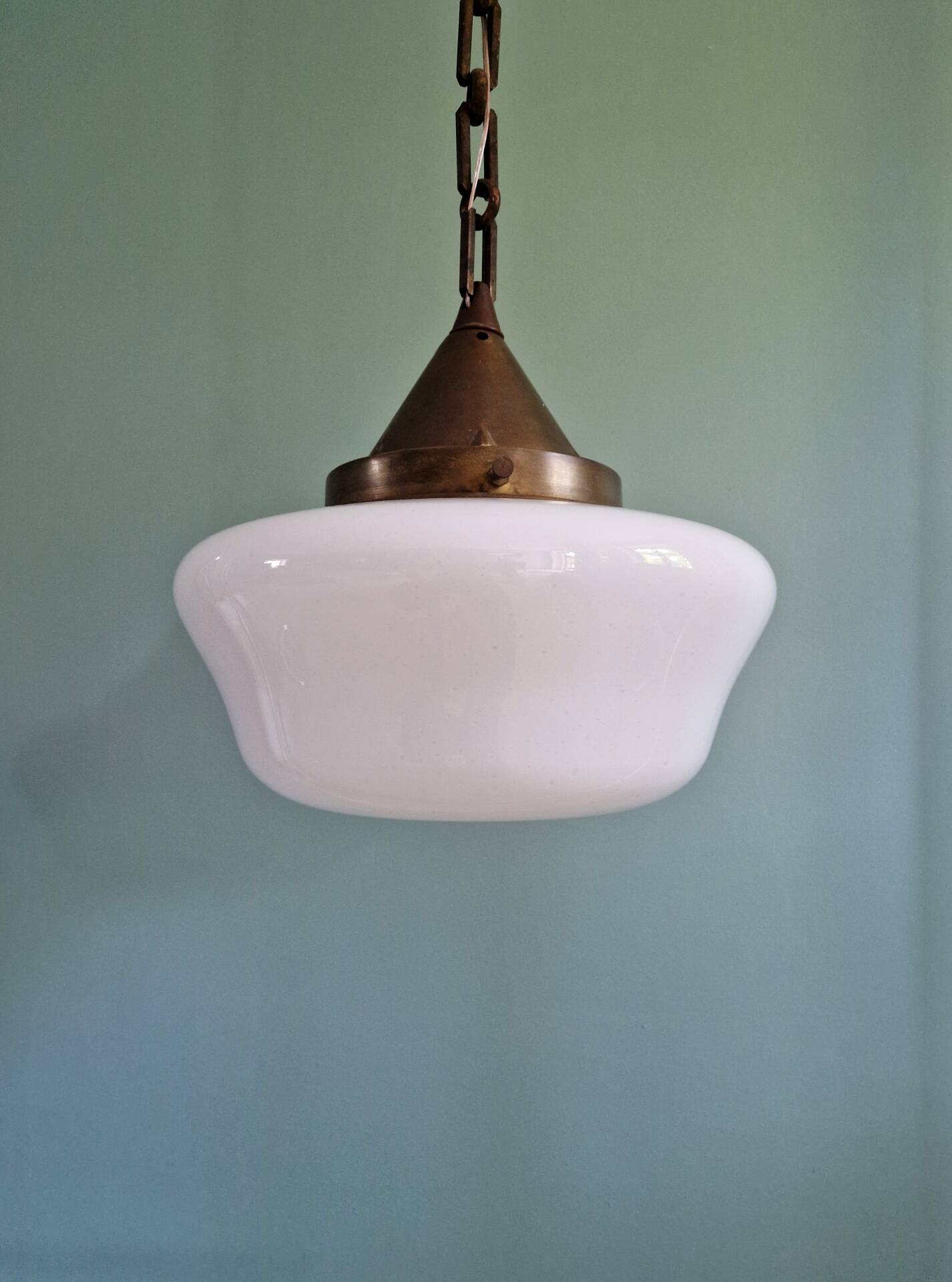 Art Deco suspension in white opaline, 1920s