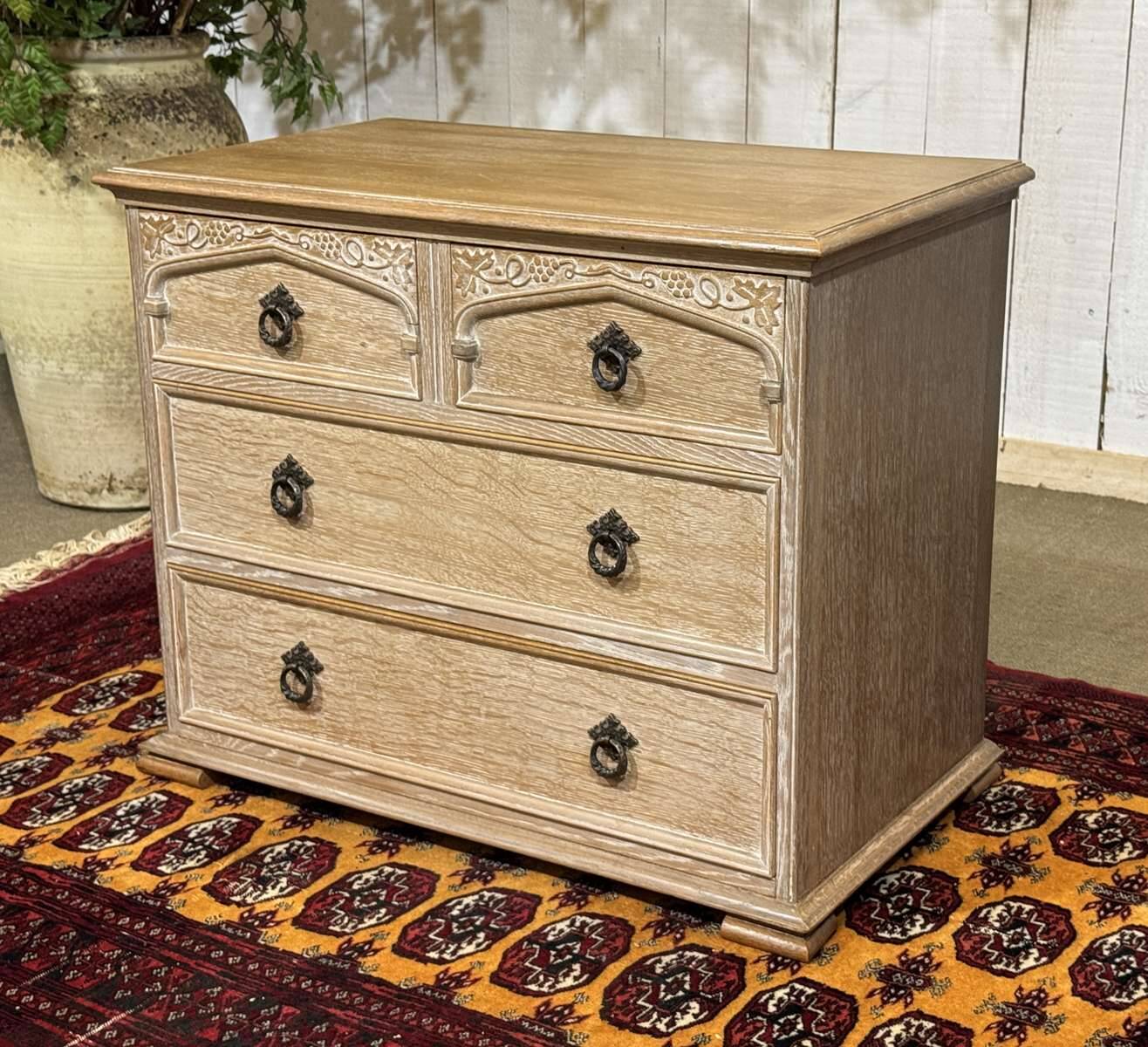 English commode in cerused oak from the 1950s.