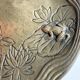Vintage Austrian brass plate, frog on lily pad, Art Nouveau, Jugendstil ring.