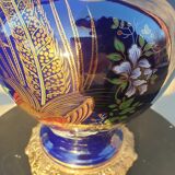 Ceramic lamp birds lyres on midnight blue background Napoleon III