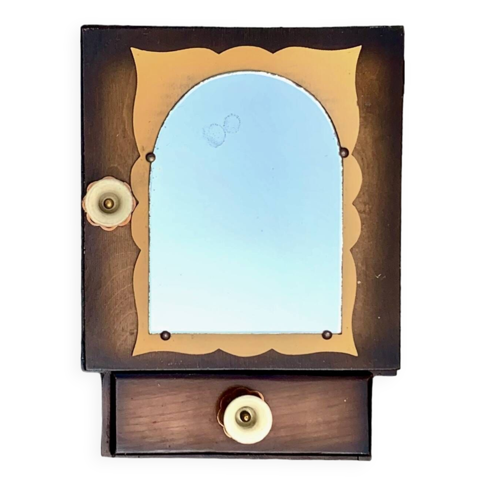 Small Art Deco wooden wall shelf