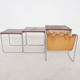 Mid-century rosewood and leather mimiset by Brabantia, The Netherlands 1950