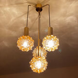 Vintage suspension lamp Limburg, Bubble Glass & Brass, 70s