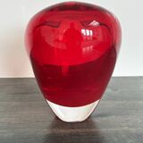 Heart-shaped Murano glass vase – Intense Ruby Red
