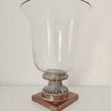 Metal foot glass vase