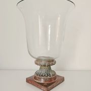 Metal foot glass vase