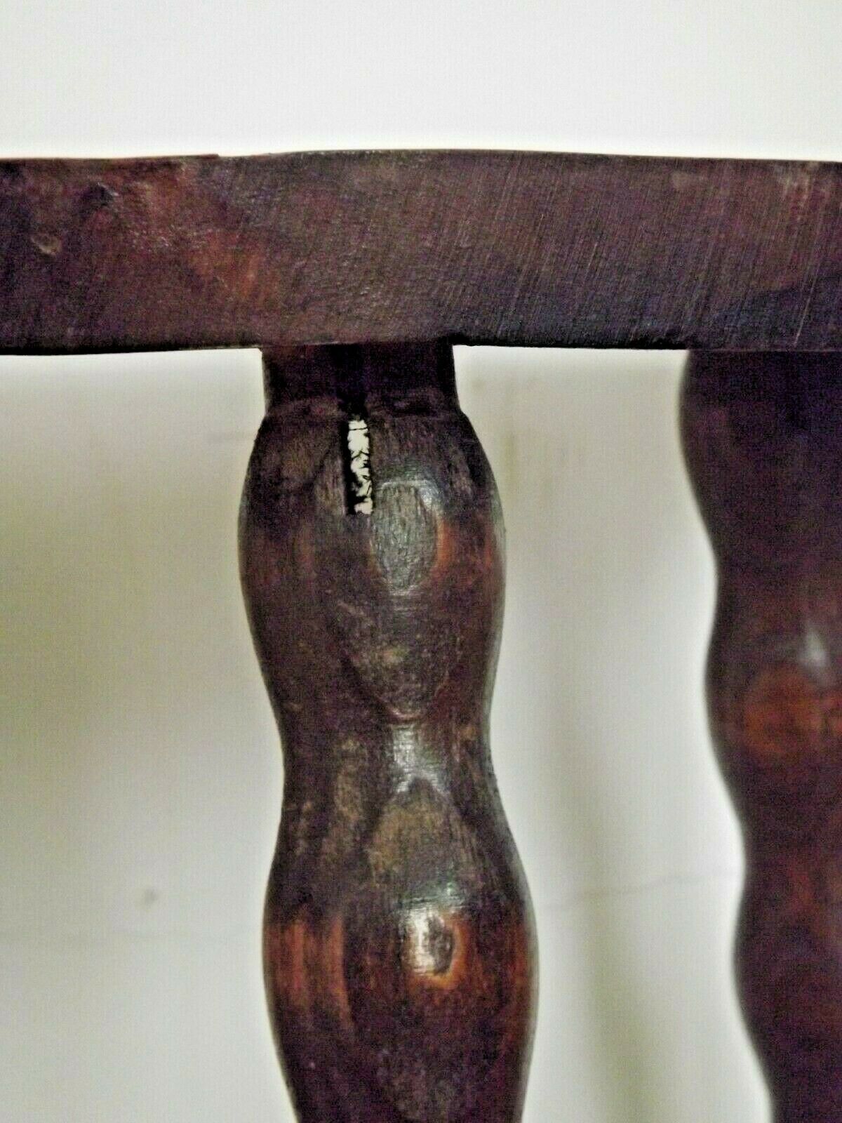 French antique wood hand made stool