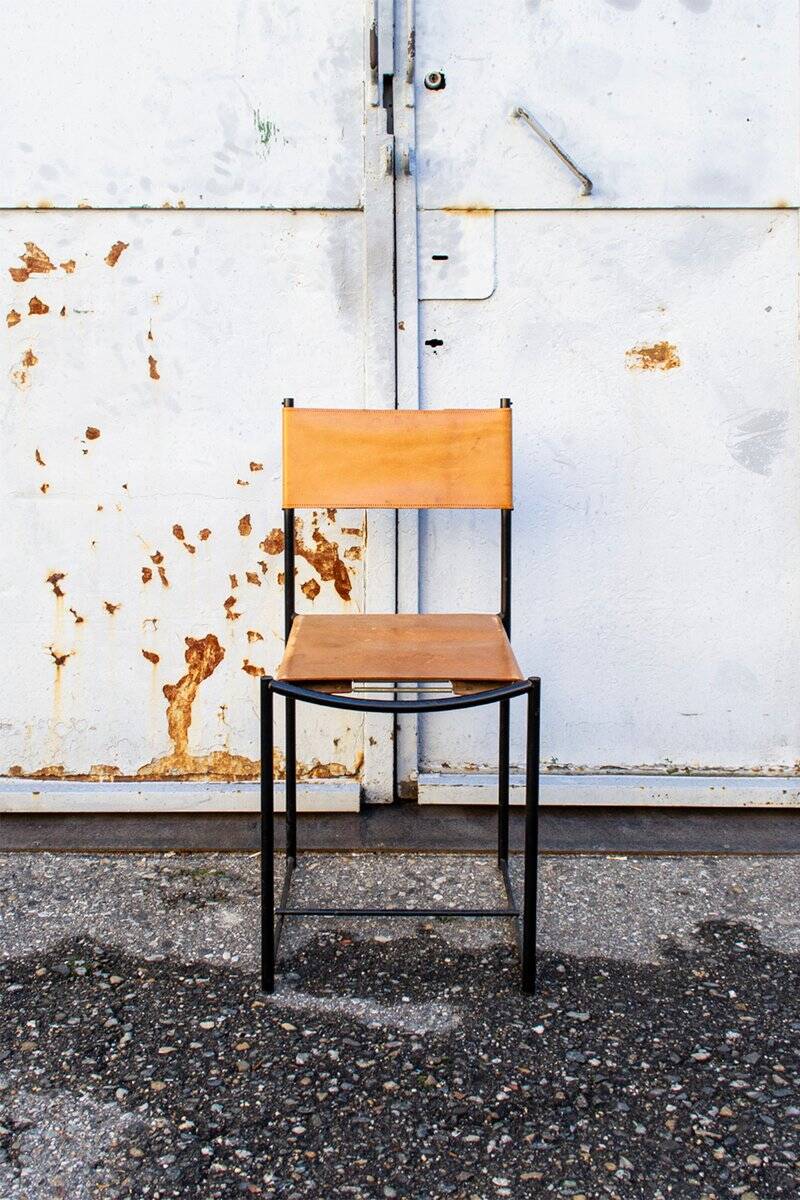 Spaghetti chairs with leather seats by Giandomenico Belotti for Alias, Italy, 1979, set of 6.