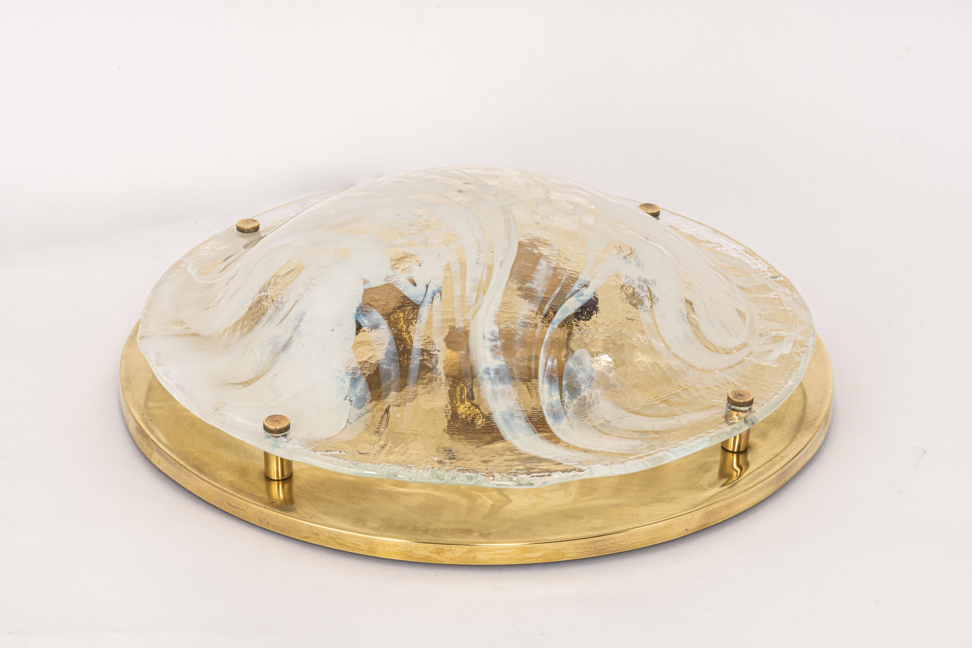 Large brass and Murano ceiling light by Hillebrand, Germany, 1970s.