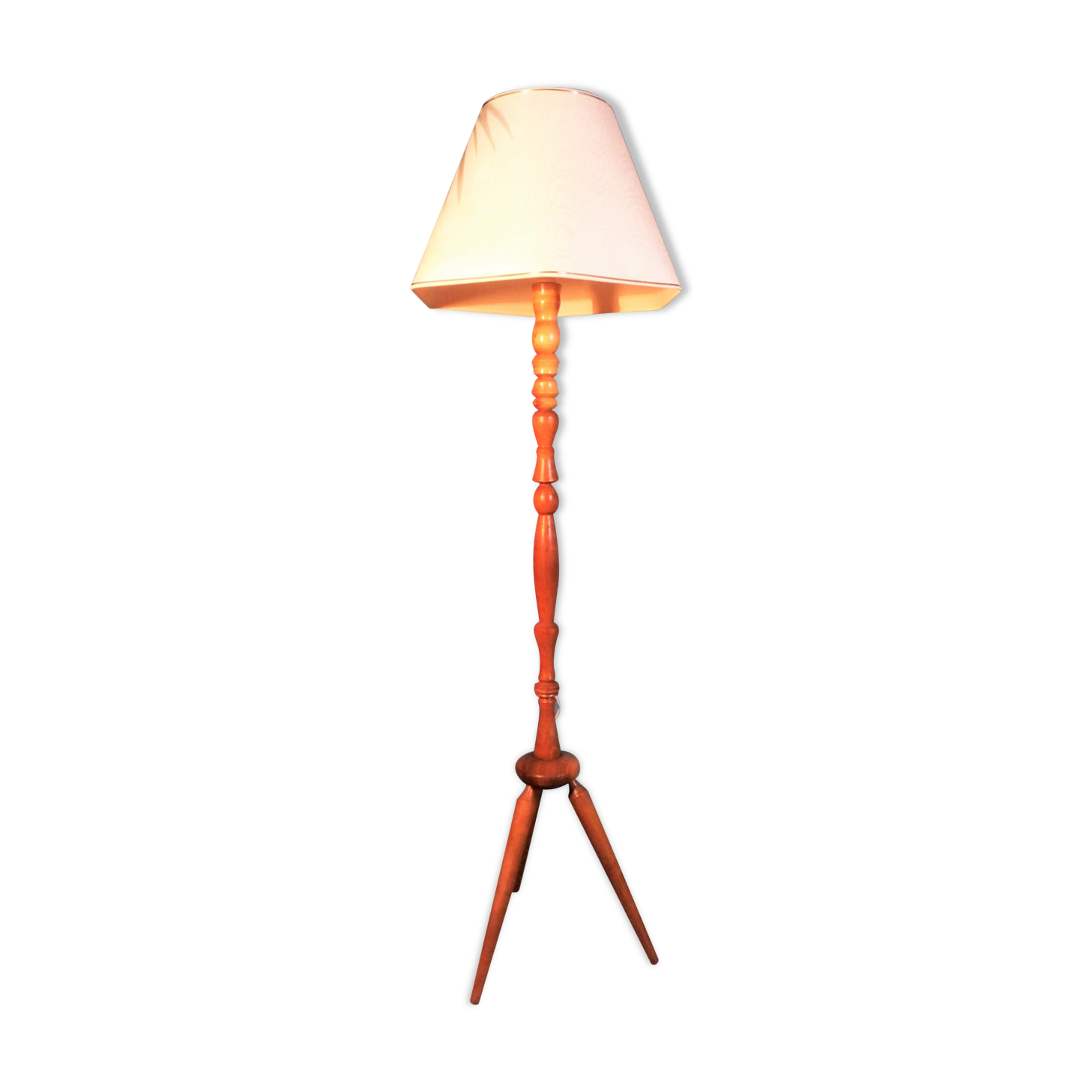 Triplet turned wood floor lamp 1950s