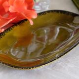 Plat de service ovale ancien vert olive  Gien France