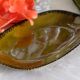 Old olive green oval serving dish Gien France
