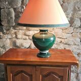 Grande lampe signée L. Drummer – céramique verte effet marbre