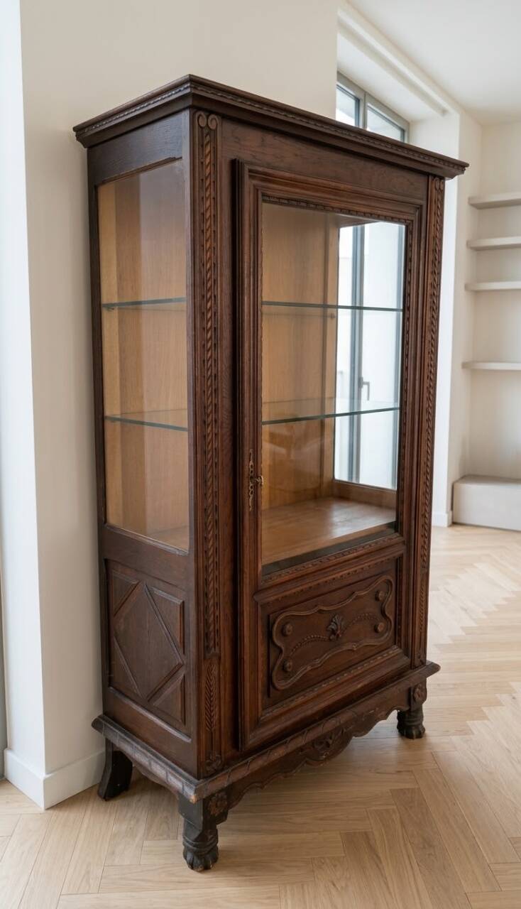 Antique wooden display cabinet