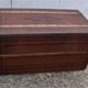 Old wooden trunk covered leather travel chest