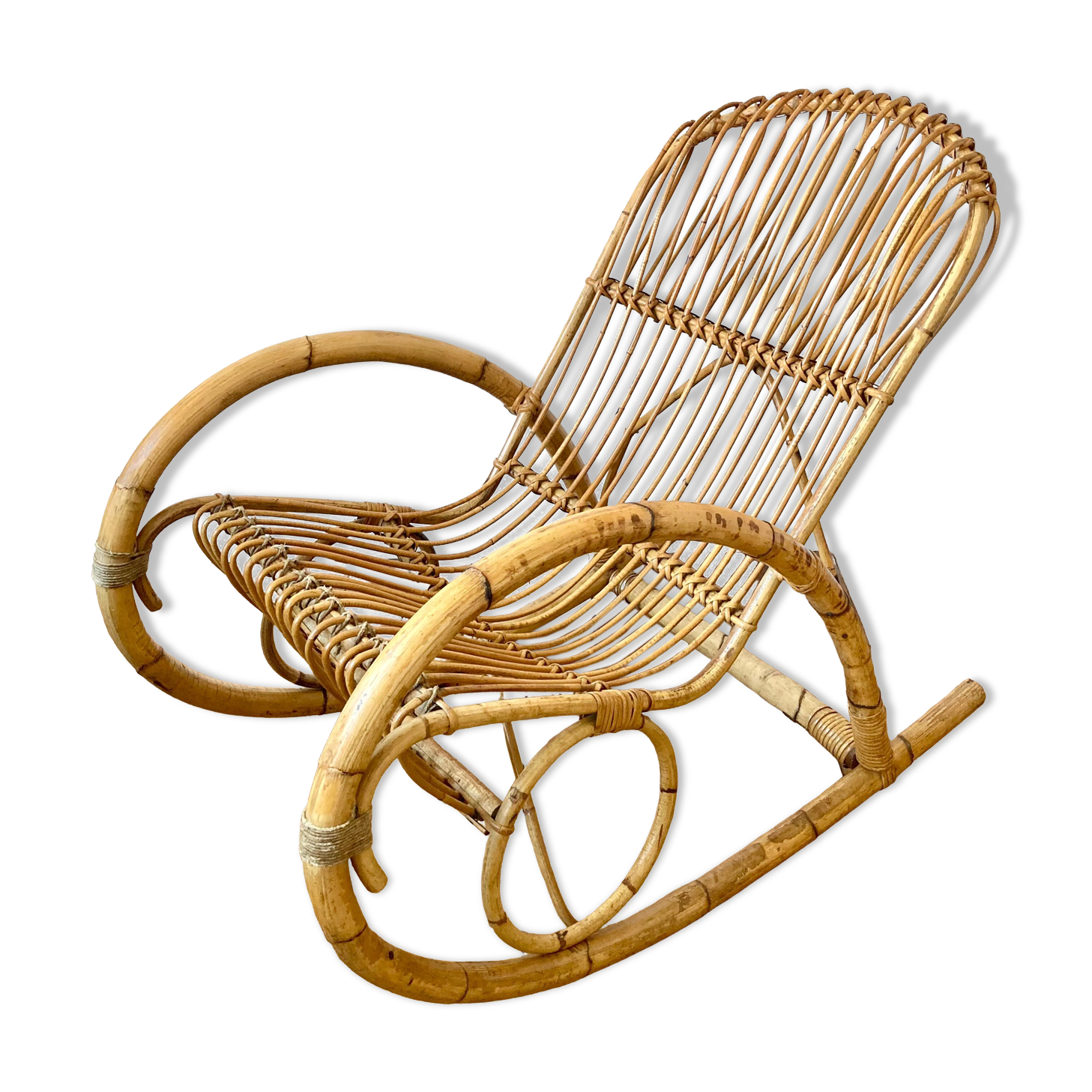 Rocking chair rattan Rohe Noordwolde 60s or rocking chair