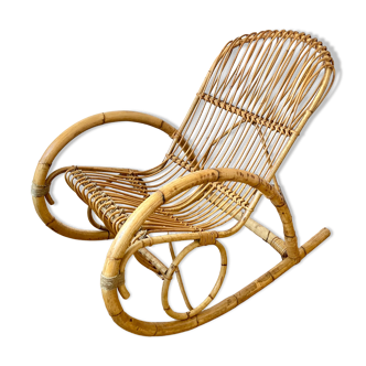 Rocking chair rotin Rohe Noordwolde﻿ années 60