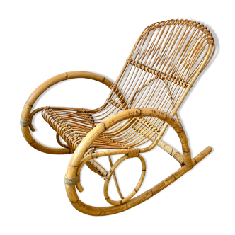 Rocking chair rattan Rohe Noordwolde 60s or rocking chair
