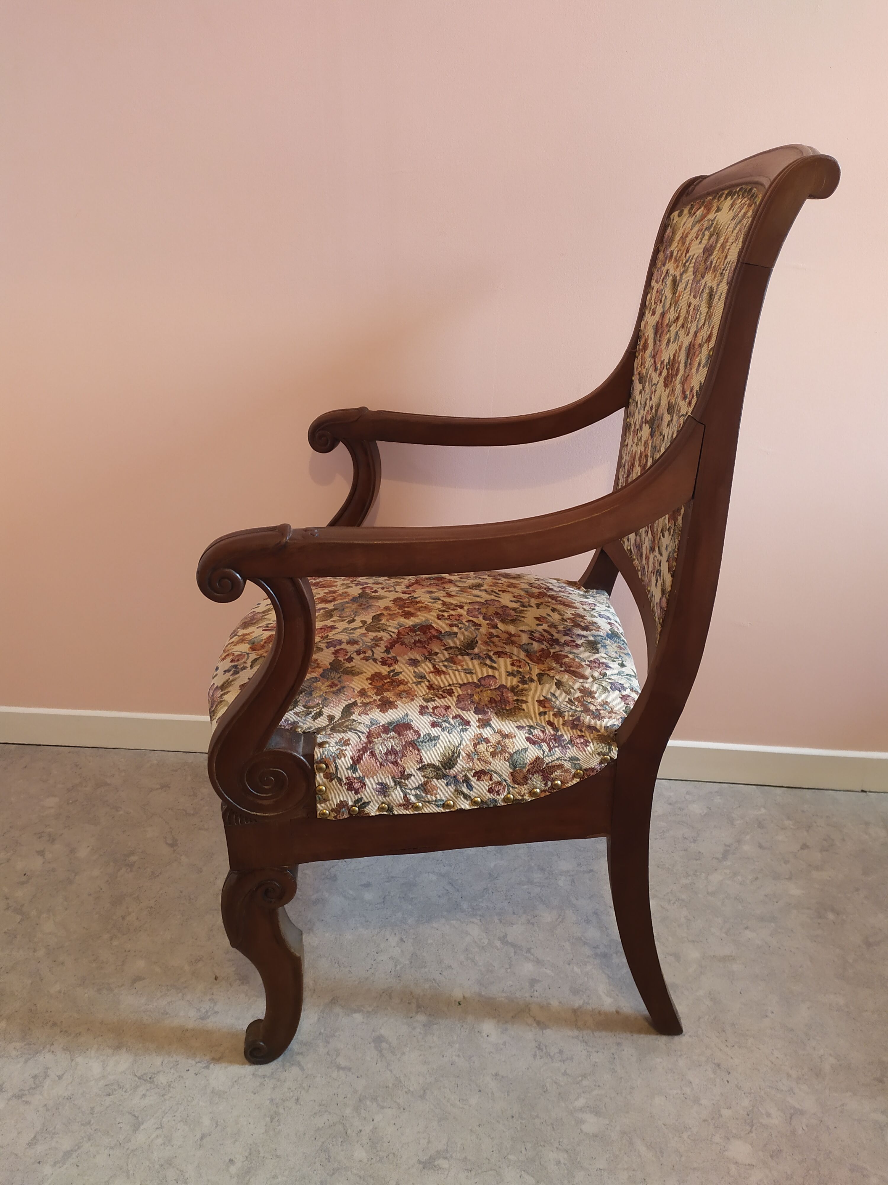 Wooden armchair and fabric