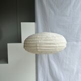 Suspension in rattan and natural japanese linen lantern shape h70 d50