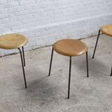 Set of 3, Early Tripod Dot Stool Arne Jacobsen by Fritz Hansen, 1960s