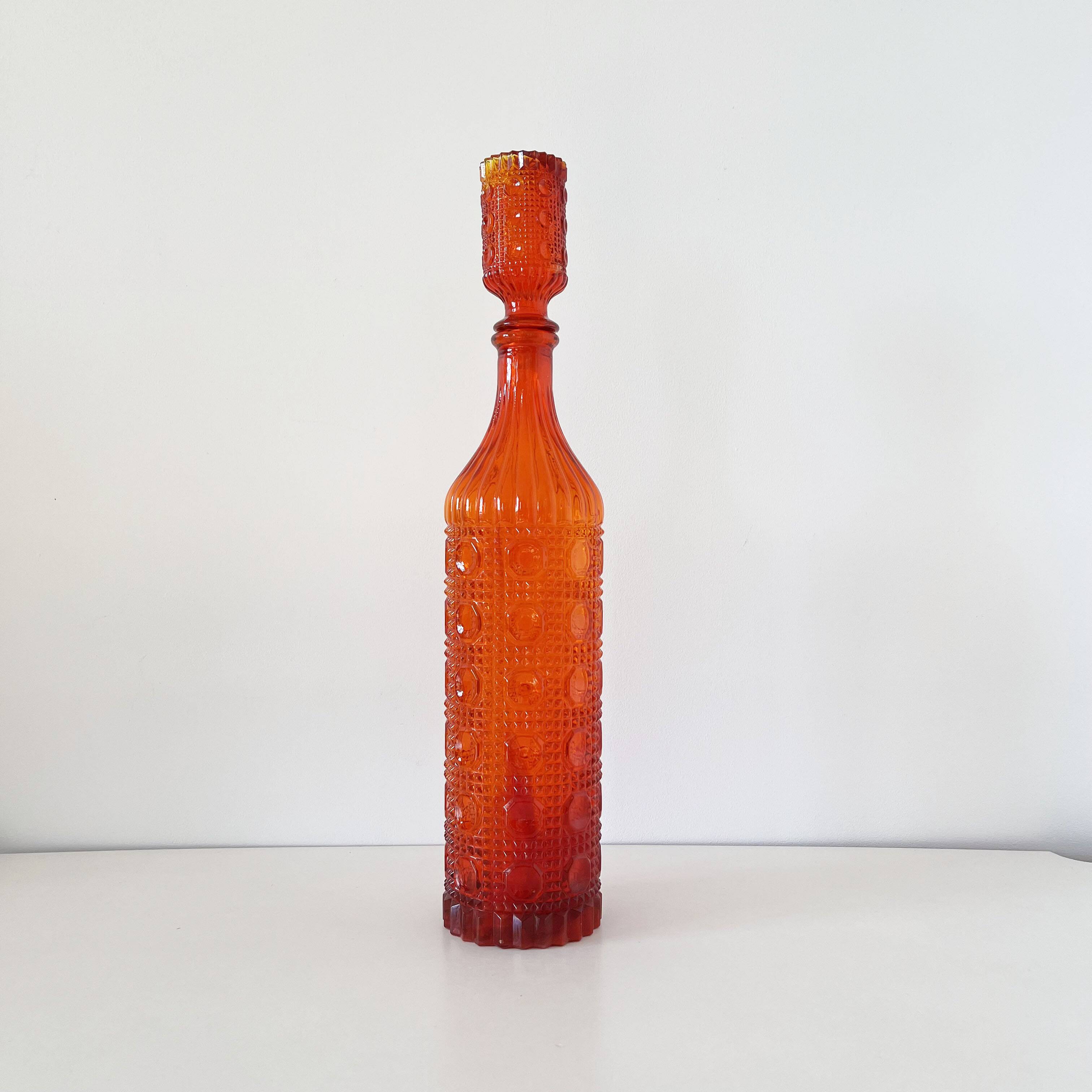 Italian carafe empoli orange red 1960