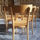 Lot of 6 vintage light wooden bistro chairs