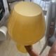Footed vase Empoli in amber opaline glass, Italy