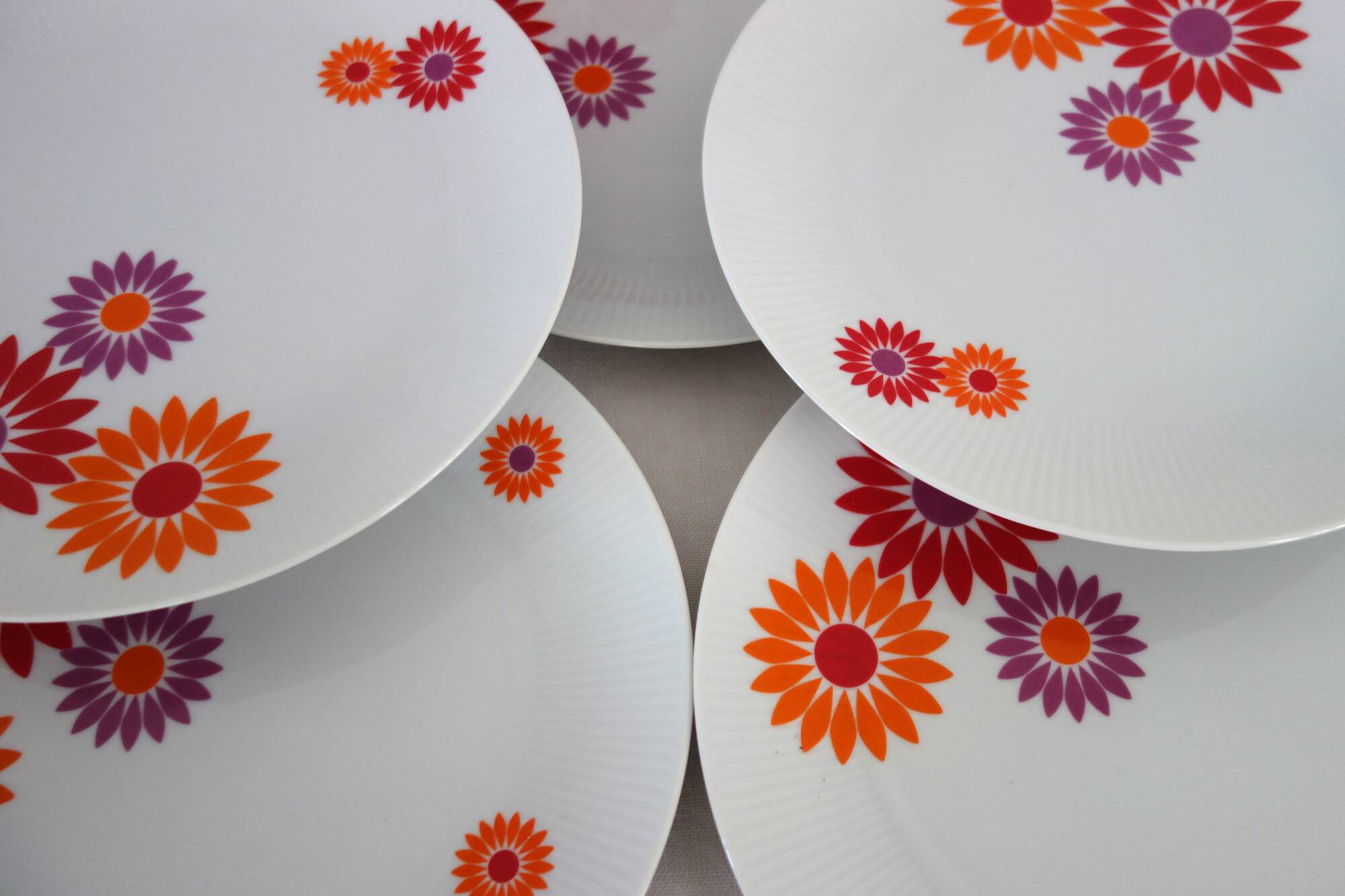 6 Assiettes Plates Seltmann Weiden West Germany 70's