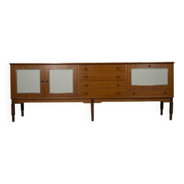 VINTAGE 1960S WOODEN SIDEBOARD WITH BAR COMPARTMENT, ITALIAN DESIGN